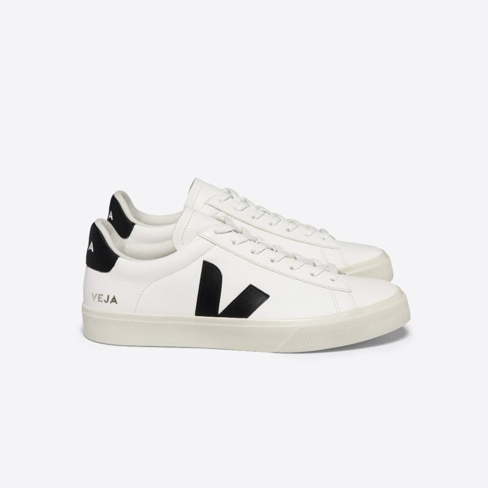 NEW VEJA Campo Chromefree Leather Sneakers | Extra White Black