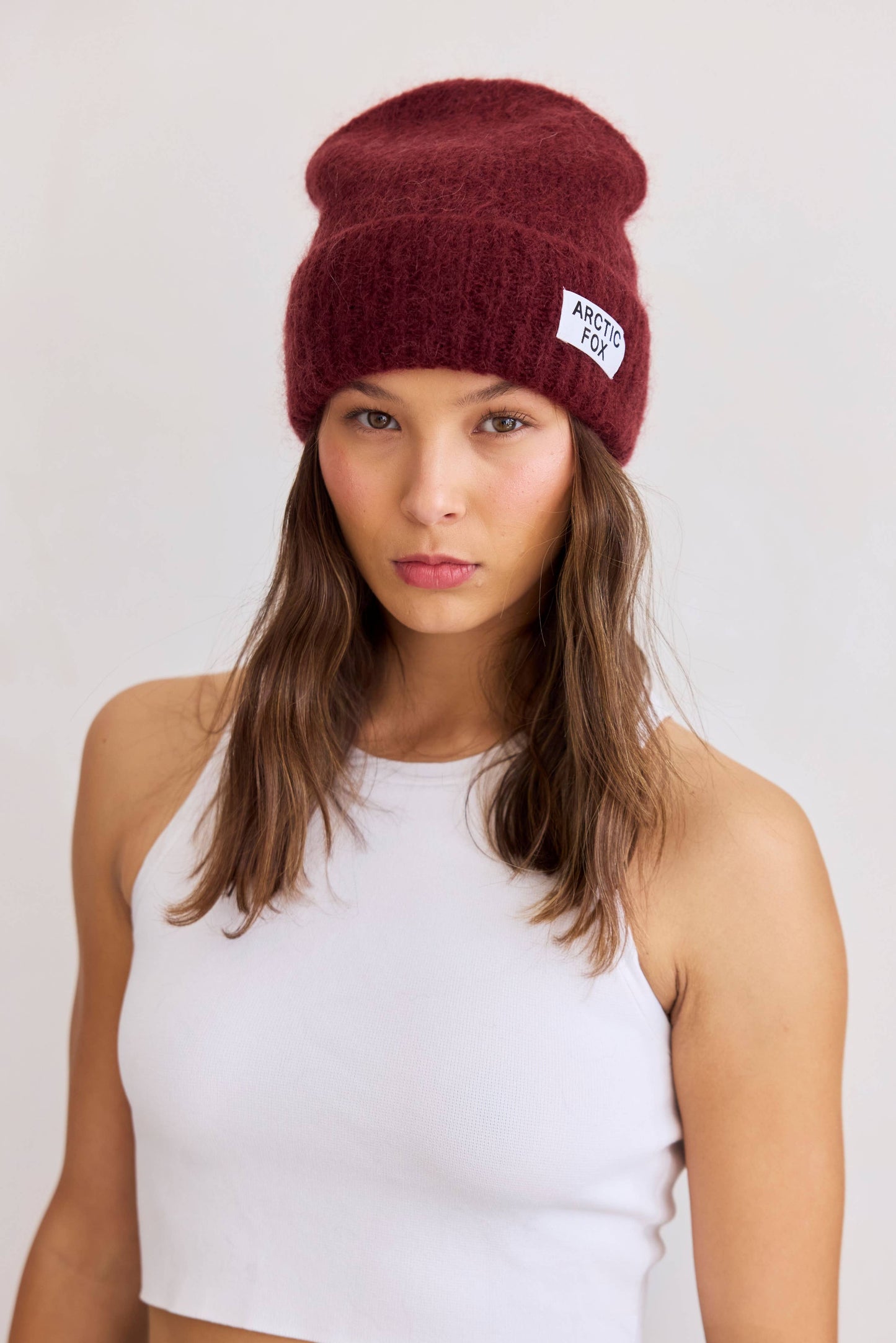 ARCTIC FOX The Mohair Beanie - Cherry Burgundy - FW25
