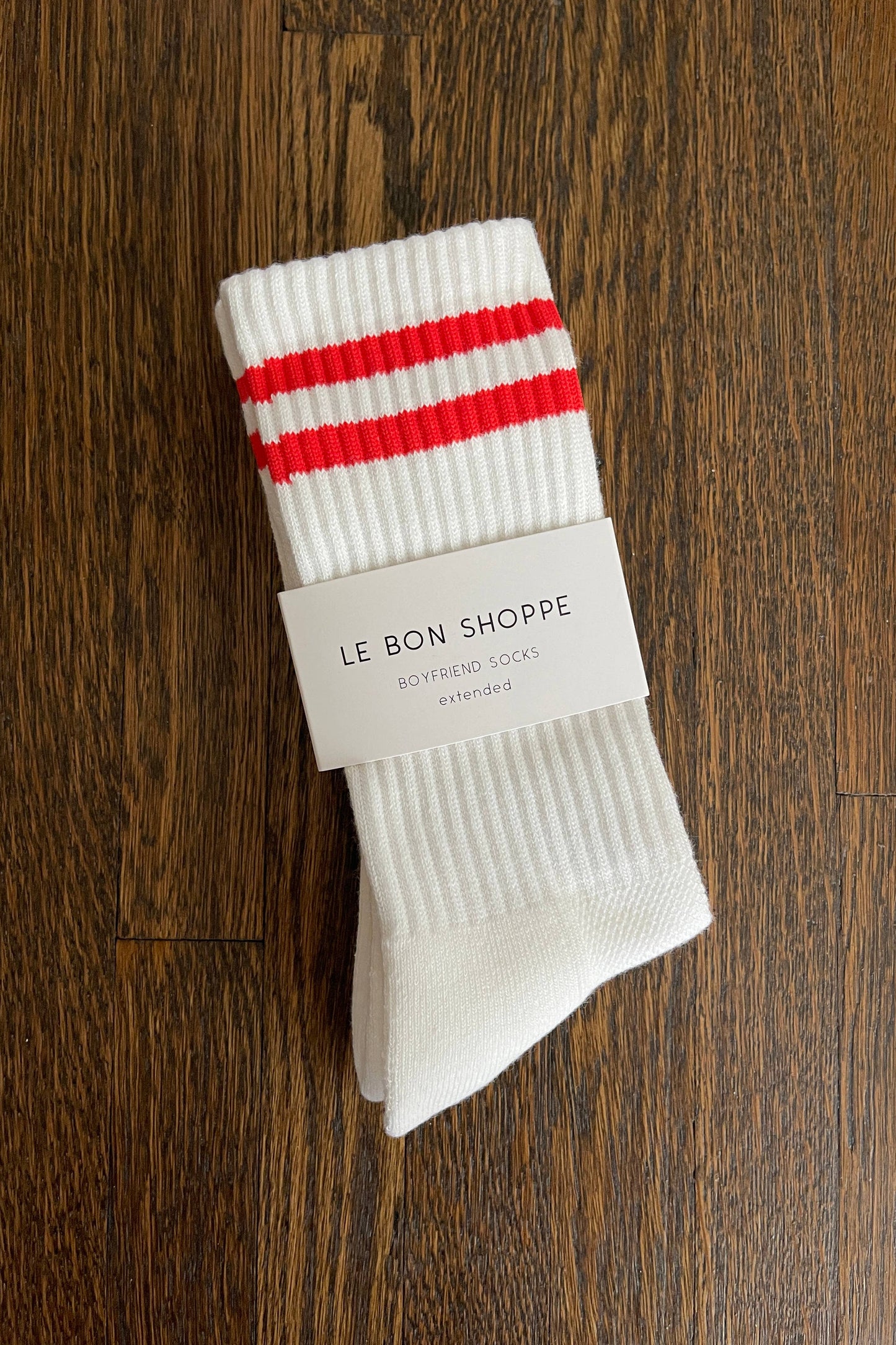 LE BON SHOPPE  Extended Boyfriend Socks | Classic White