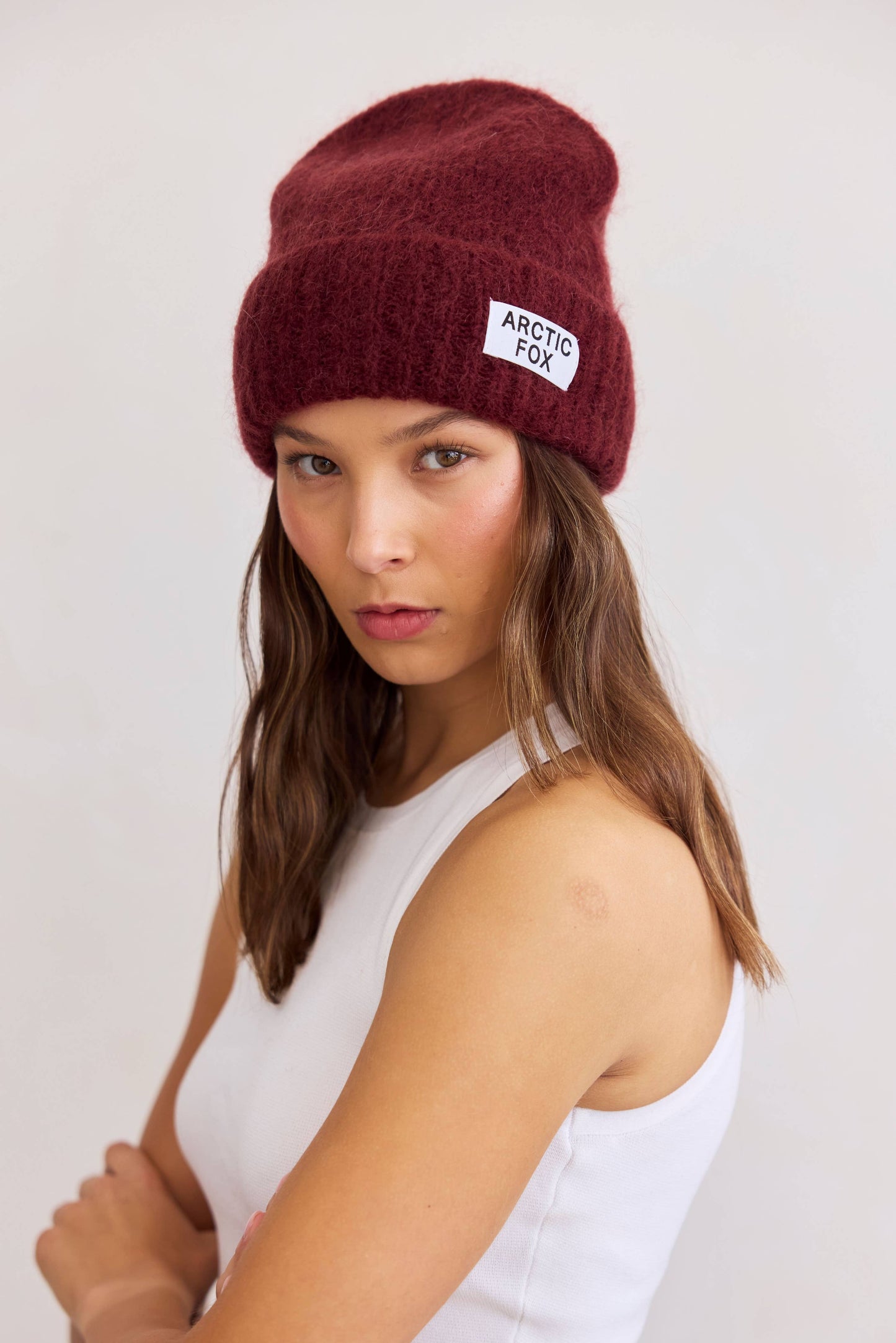 ARCTIC FOX The Mohair Beanie - Cherry Burgundy - FW25
