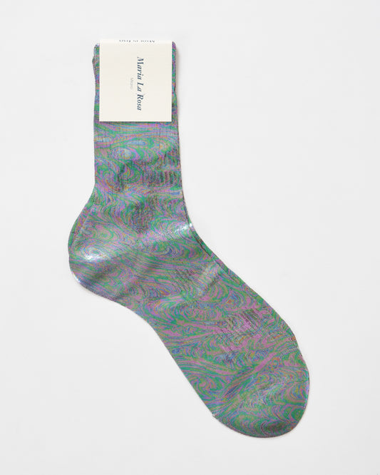 Maria La Rosa Cangiante Laminated Ribbed Socks