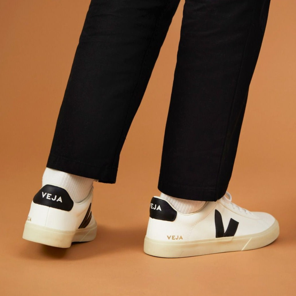 NEW VEJA Campo Chromefree Leather Sneakers | Extra White Black