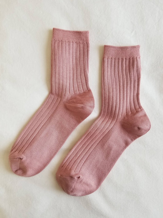 LE BON SHOPPE | Her Socks - Mercerized Combed Cotton Rib: Desert Rose