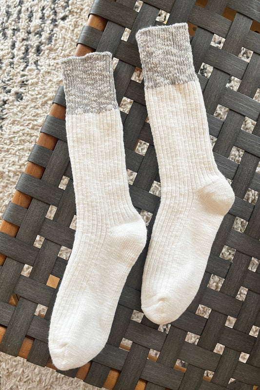 LE BON SHOPPE Color Block Cottage Socks | White Linen/Ht. Grey